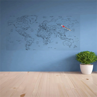 Yazılabilir Dünya Haritası Manyetik Duvar Stickerı 110 X 56 Cm Bx40