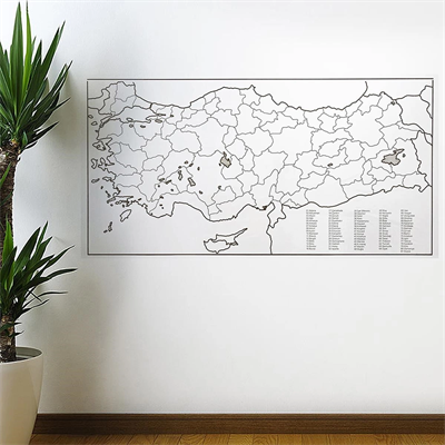 Yazılabilir Türkiye Haritası Manyetik Duvar Stickerı 110 X 56 Cm Bx40