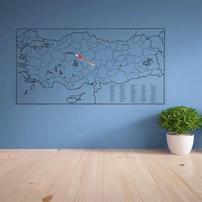 Yazılabilir Türkiye Haritası Manyetik Duvar Stickerı 110 x 56 cm (3936)
