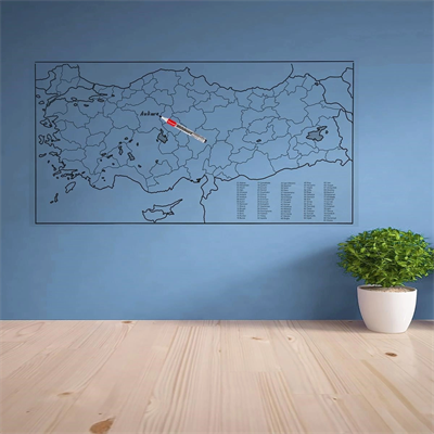 Yazılabilir Türkiye Haritası Manyetik Duvar Stickerı 110 X 56 Cm Bx40