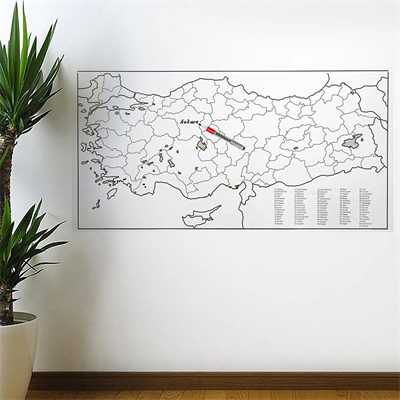 Yazılabilir Türkiye Haritası Manyetik Duvar Stickerı 110 X 56 Cm Bx40