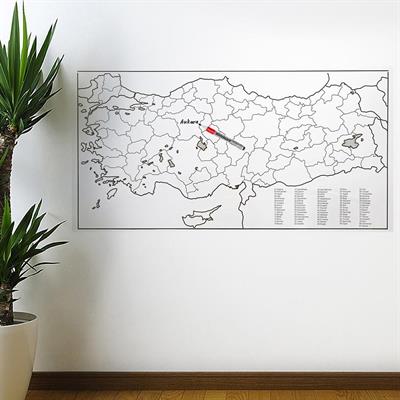 Yazılabilir Türkiye Haritası Manyetik Duvar Stickerı 110 x 56 cm (3936)