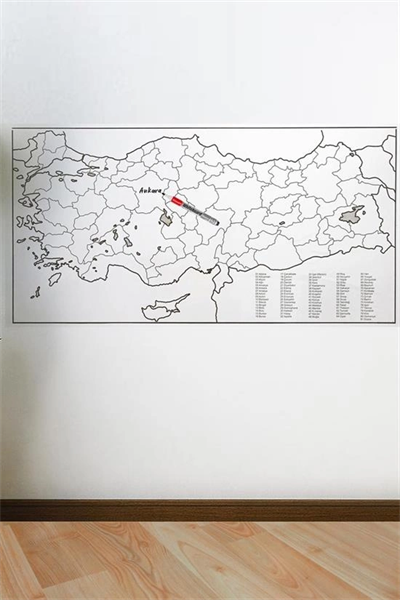 Yazılabilir Türkiye Haritası Manyetik Duvar Stickerı 110 X 56 Cm Bx40