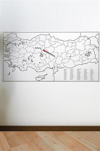 Yazılabilir Türkiye Haritası Manyetik Duvar Stickerı 110 x 56 cm (3936)