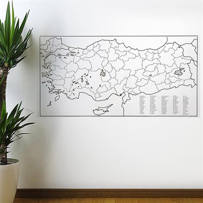 Yazılabilir Türkiye Haritası Manyetik Duvar Stickerı 110 x 56 cm (3936)