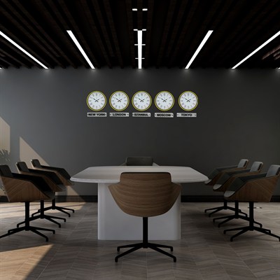 Yellow Line 5’li 36 Cm Tabelalı Dünya Saatleri