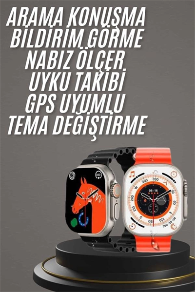 Yeni Model Akıllı Saat Ultra Smart Watch Gümüş Kasa 45mm Titreşim