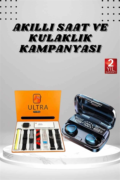 Yeni Model Akıllı Saat ve Kulaklık Kampanyası Nabızz Ölçer Bluetooth Bağlantılı Uzun Pil Ömrü