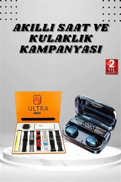 Yeni Model Akıllı Saat ve Kulaklık Kampanyası Nabızz Ölçer Bluetooth Bağlantılı Uzun Pil Ömrü
