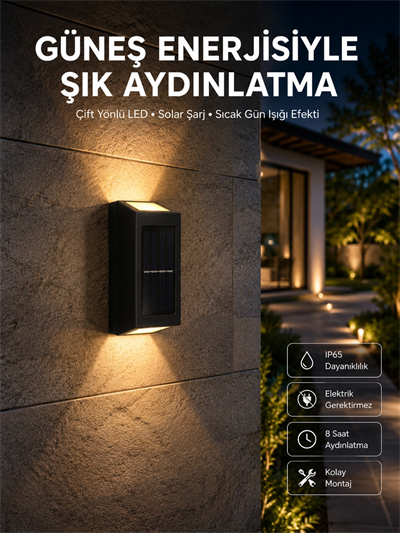 Yeni Model Solar Çift Taraflı Duvar Lambası Dekoratif Duvar Lambası