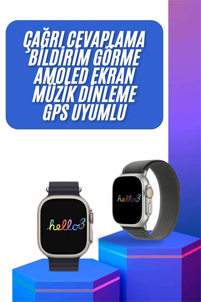 Yeni Nesil 3 Kordonlu Kol Saati 49 MM Amoled Ekran Akıllı Saat