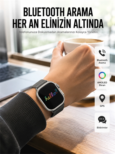 Yeni Nesil 3 Kordonlu Kol Saati 49 MM Amoled Ekran Akıllı Saat