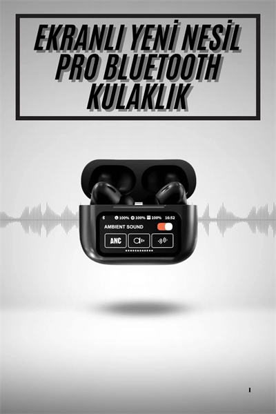 Yeni Nesil ANC Özellikli Çağrı Cevaplayan Dokunmatik Ekranlı Bluetooth Kulaklık Siyah