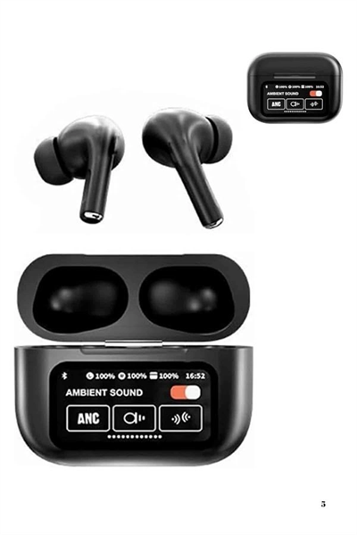 Yeni Nesil ANC Özellikli Çağrı Cevaplayan Dokunmatik Ekranlı Bluetooth Kulaklık Siyah