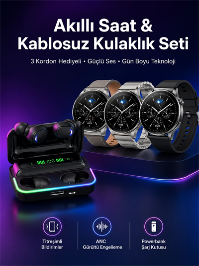 Yeni Nesil Akıllı Saat Ve Bluetooth Kulaklık Titreşim Bildirimleri Uyku Takibi