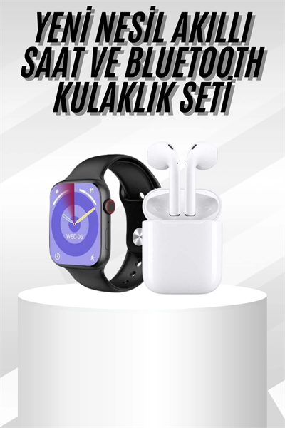 Yeni Nesil Akıllı Saat Ve Kulaklık Seti Gümüş Kasa Zarif Tasarım Çok Fonksiyonlu