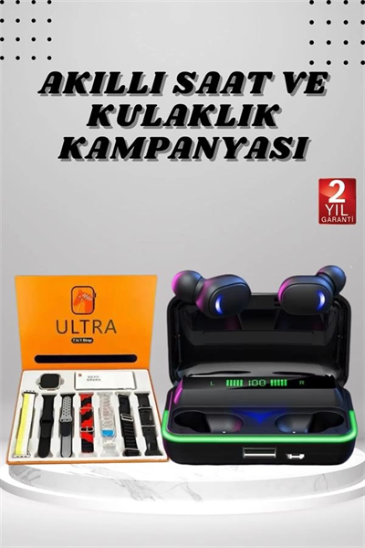 Yeni Nesil Akıllı Saat ve Bluetooth Kulaklık Kampanyası Android Ve İOS Uyumlu Uyku ve Sağlık Takibi