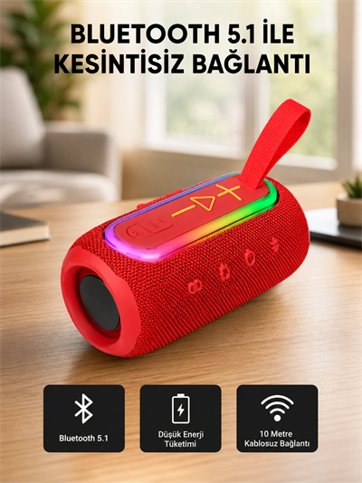 Yeni Nesil Bluetooth 5.1 Hoparlör – Güçlü Ses, Hızlı Bağlantı, Uzun Pil Ömrü