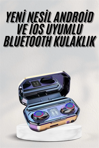 Yeni Nesil Bluetooth Kulaklık Uzun Pil Ömrü El Fenerli Dijital Şarj Göstergeli