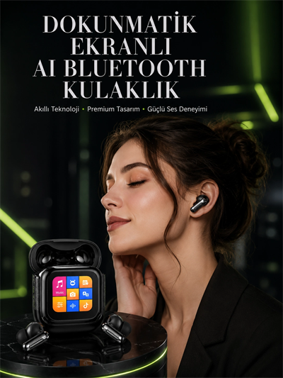 Yeni Nesil Dokunmatik Ekranlı AI Kablosuz Kulaklık