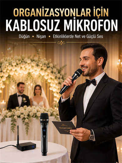 Yeni Nesil Kablosuz El Mikrofonu Seti Dijital Ekranlı Çift Mikrofonlu