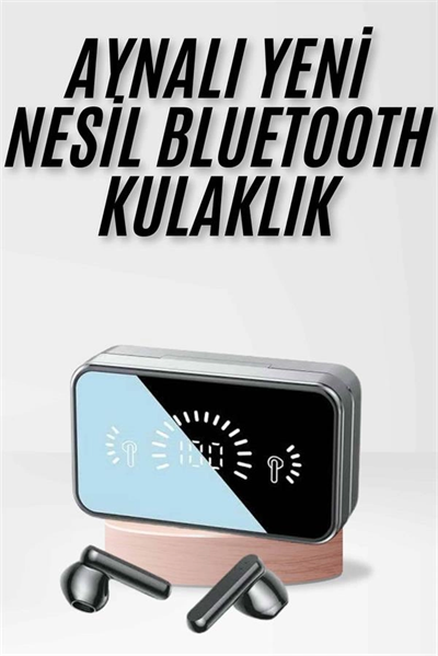 Yeni Nesil Kablosuz Kulaklık Aynalı Powerbank Özellikli Bluetooth Bağlantılı Dijital Göstergeli