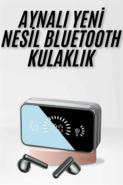 Yeni Nesil Kablosuz Kulaklık Aynalı Powerbank Özellikli Bluetooth Bağlantılı Dijital Göstergeli