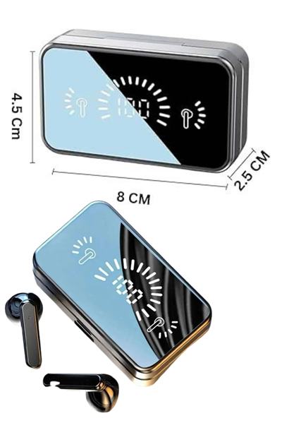 Yeni Nesil Kablosuz Kulaklık Aynalı Powerbank Özellikli Bluetooth Bağlantılı Dijital Göstergeli