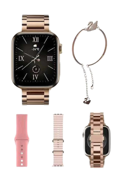 Yeni Nesil Kadın Akıllı Saat Rose Gold Android ve İos Uyumlu