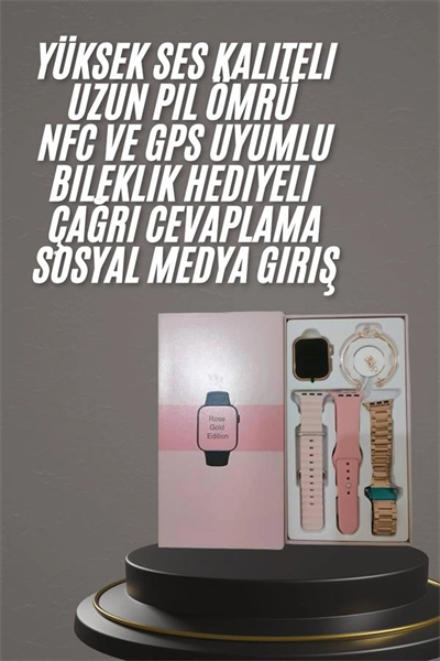 Yeni Nesil Kadın Akıllı Saat Rose Gold Android ve İos Uyumlu