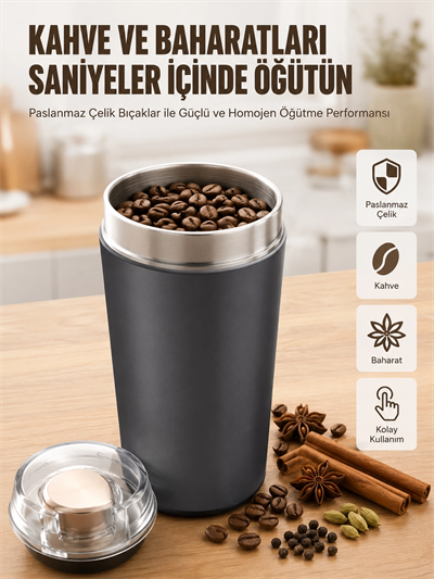 Yeni Nesil Kahve ve Baharat Öğütücü Paslanmaz Çelik Kahve Değirmeni