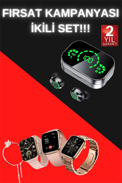 Yeni Nesil Kaliteli Akıllı Saat ve Kablosuz Bluetooth Kulaklık  Yüksek Ses Kaliteli
