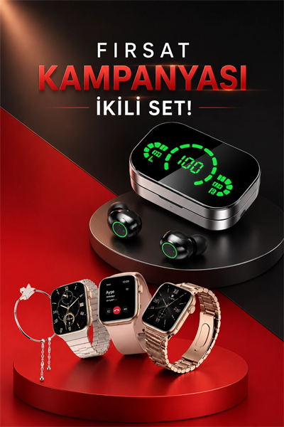 Yeni Nesil Kaliteli Akıllı Saat ve Kablosuz Bluetooth Kulaklık Yüksek Ses Kaliteli