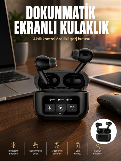 Yeni Nesil Pro Ekranlı Bluetooth Kulaklık 5.0 Bluetooth Yeni Nesil