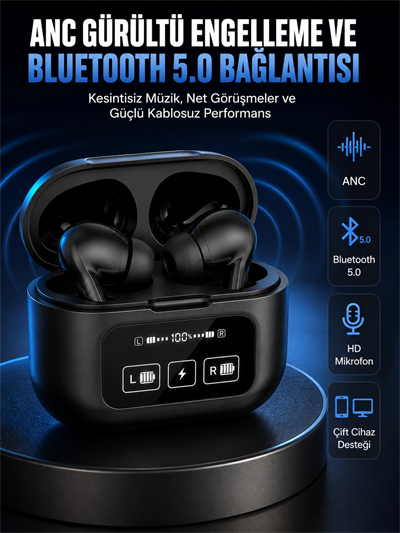 Yeni Nesil Pro Ekranlı Bluetooth Kulaklık 5.0 Bluetooth