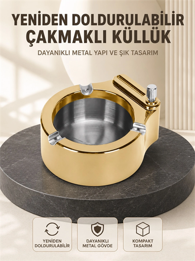 Yeniden Doldurulabilir Çakmaklı Küllük Dayanıklı Yapı