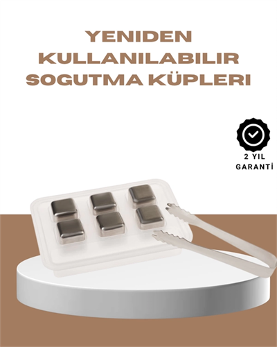 Yeniden Kullanılabilir 304 Çelik Metal Buz Küpleri 4lü Set