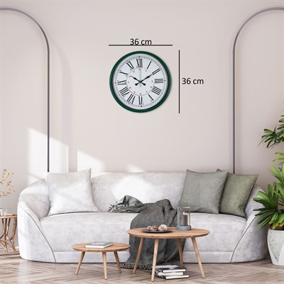 Yeşil 36 Cm Modern Şık Duvar Saati