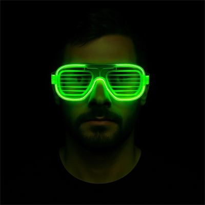 Yeşil LED Işıklı Parti Gözlüğü – Neon 3 Modlu