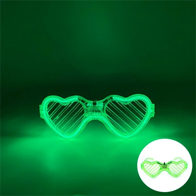 Yeşil Led Işıklı Kalp Gözlük – 3 Modlu Parti  Glow Gözlüğü