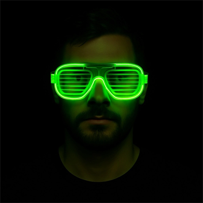 Yeşil Led Işıklı Parti Gözlüğü – Neon Glow Şerit Gözlük 3 Modlu