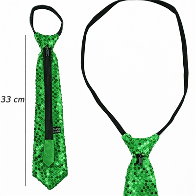 Yeşil Renk Pul Payetli Işıltılı Parti Kravatı 33 Cm