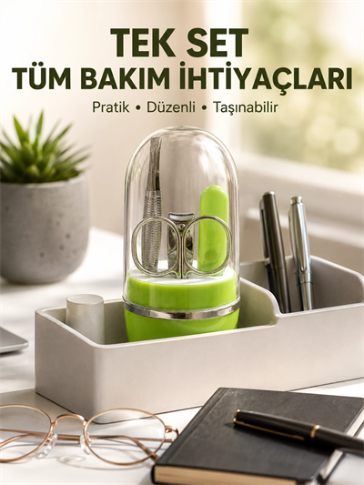 Yeşil Tırnak Bakım Seti Cımbız Makas Tırnak Makası ve Törpü