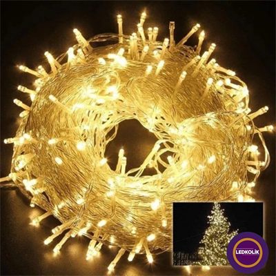 Yılbaşı Aydınlatması 100 Led Perde Hortum Sıcak Beyaz Işık - 10 Metre Dekoratif Şeffaf Kablolu Süs