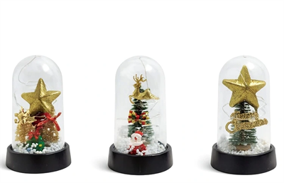 Yılbaşı Temalı Işıklı  Dekoratif Cam Fanus Alk5038