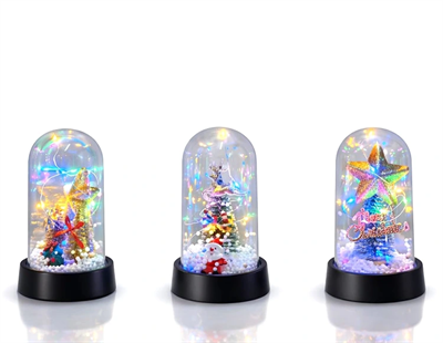 Yılbaşı Temalı Işıklı  Dekoratif Cam Fanus Alk5038