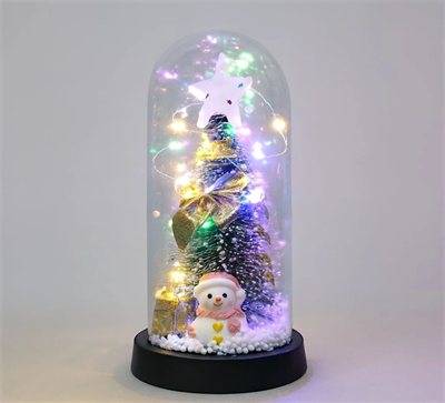 Yılbaşı Temalı Işıklı  Dekoratif Cam Fanus Alk5079