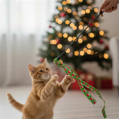 Yılbaşı Temalı Kedi Oyun Oltası