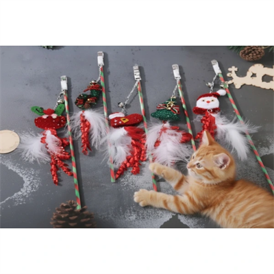 Yılbaşı Temalı Zilli Kedi Oyun Oltası