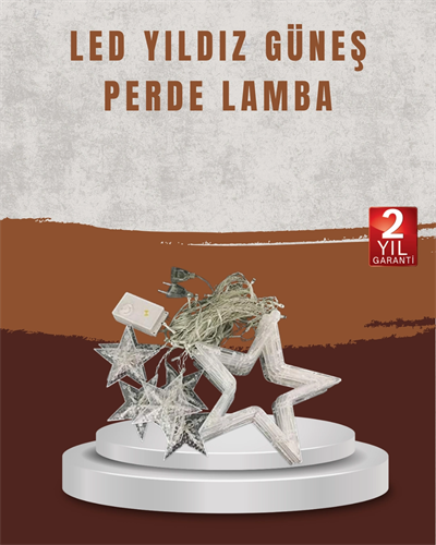 Yıldız Desenli Perde Tipi Peri Led 3x3 Metre Aydınlatma